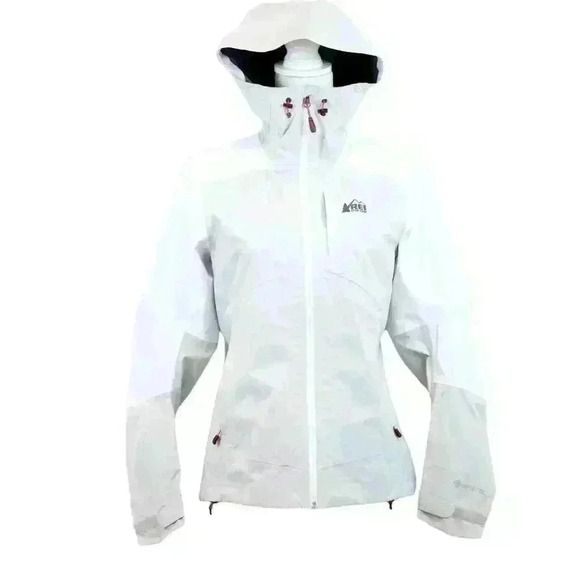 REI Co-op Jackets & Blazers - *RARE* REI Co-op White Gray Rainier Rain Jacket Zip Up Size XSmall